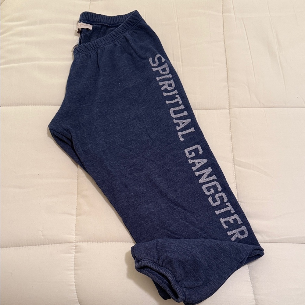 Spiritual Gangster Navy Blue Side-Logo Joggers